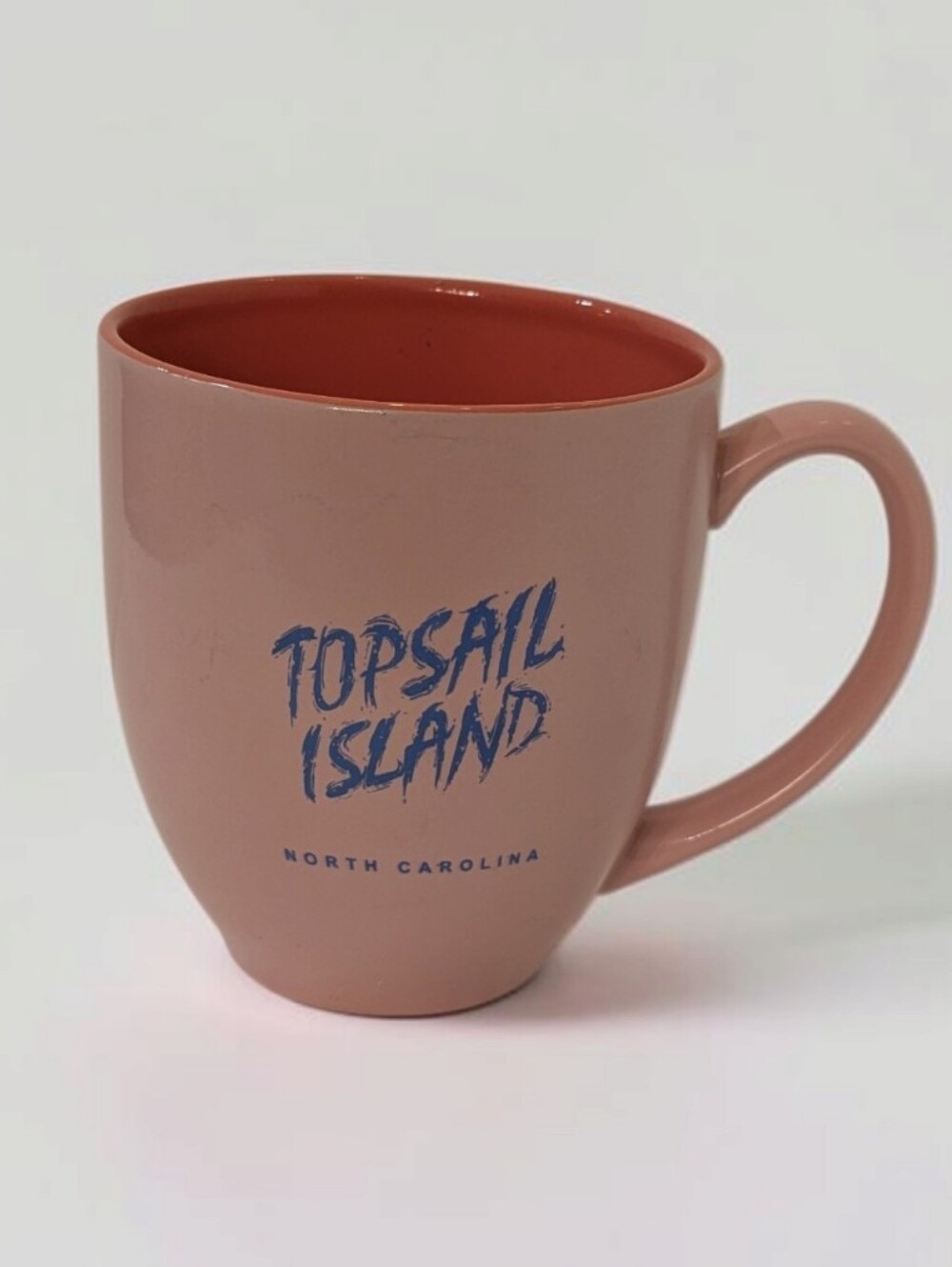 Topsail Island NC Beach Souvenir Coffee Mug Coral Pink Coastal Vacation Boho